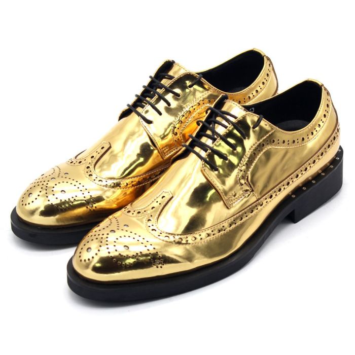 Mens metallic gold dress shoes